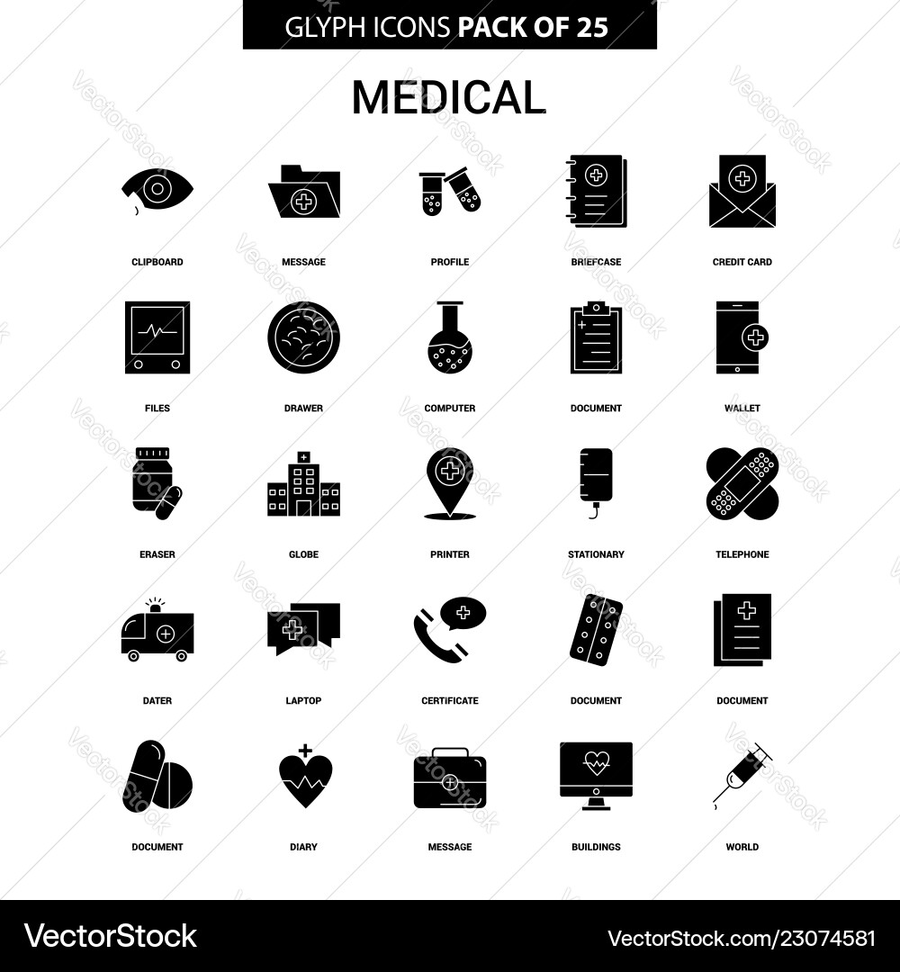 Medical glyph icon set Vector Image