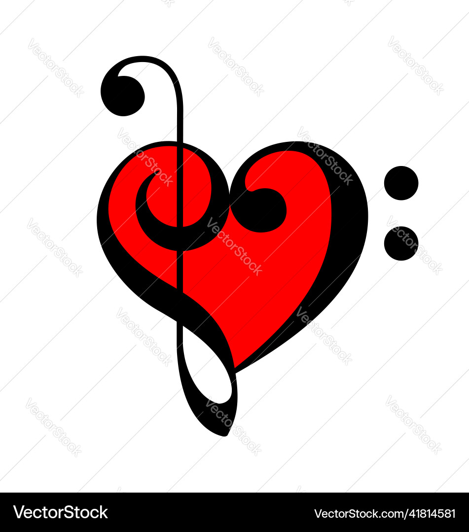 Music Heart with Clefs vector image