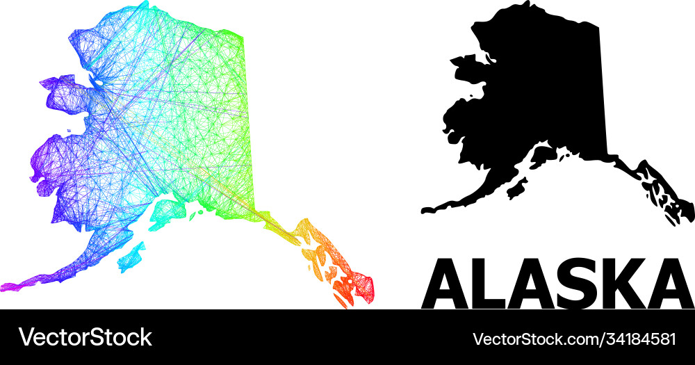 Netzwerkkarte alaska Zustand mit Spektrumgradient Netzwerkkarte alaska Zustand mit Spektrumgradient vektorbild