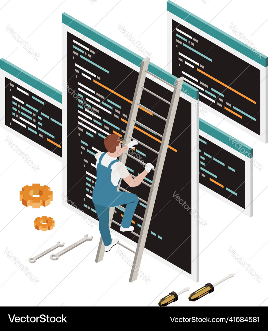 Programming on ladder composition Programming on ladder composition vector image