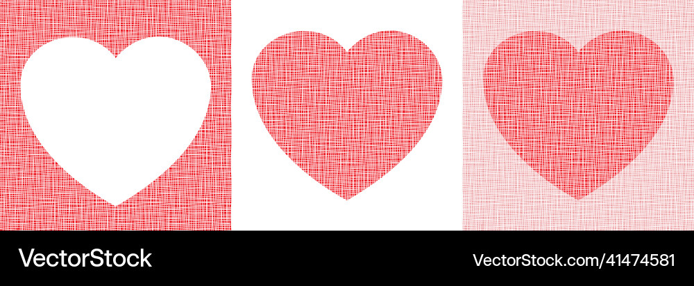 Red heart frame on canvas texture set Red heart frame on canvas texture set vector image