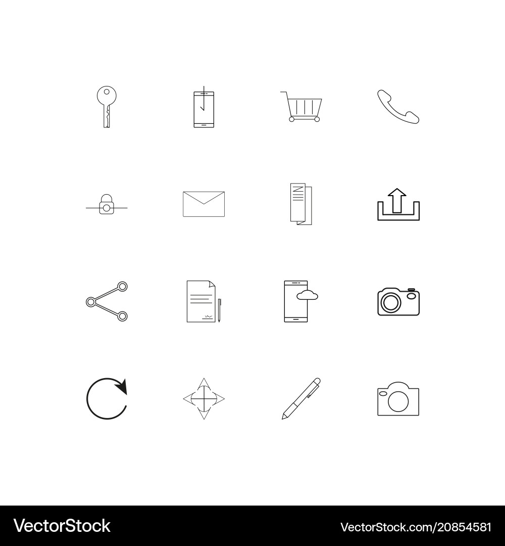 Web linear thin icons set outlined simple vector image