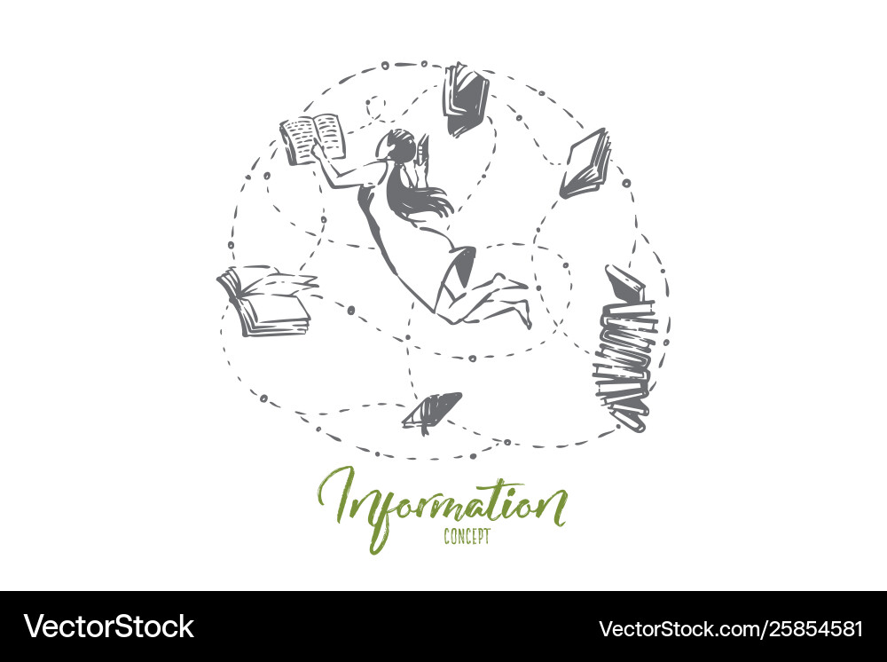 Young Woman Reading Books - Study Concept Vector Image