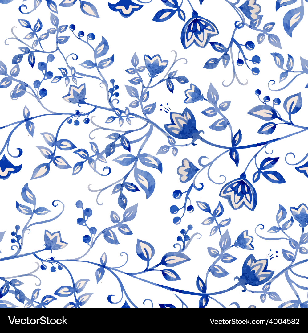 Blue flowers ornament vector image