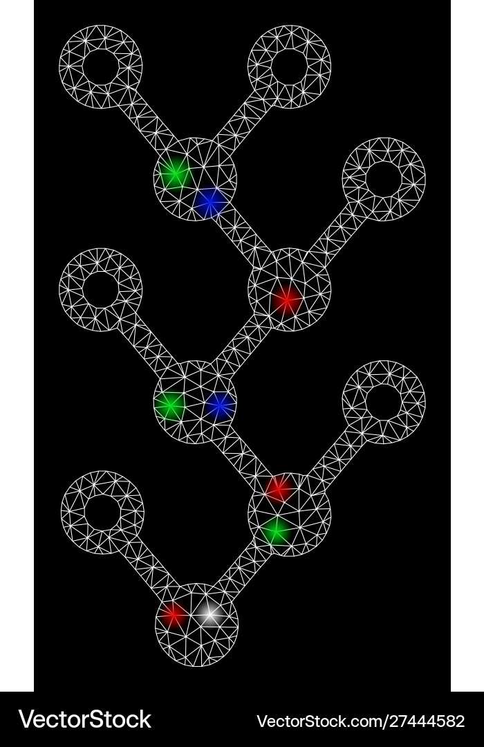 Bright mesh network binary tree with flash spots Bright mesh network binary tree with flash spots vector image