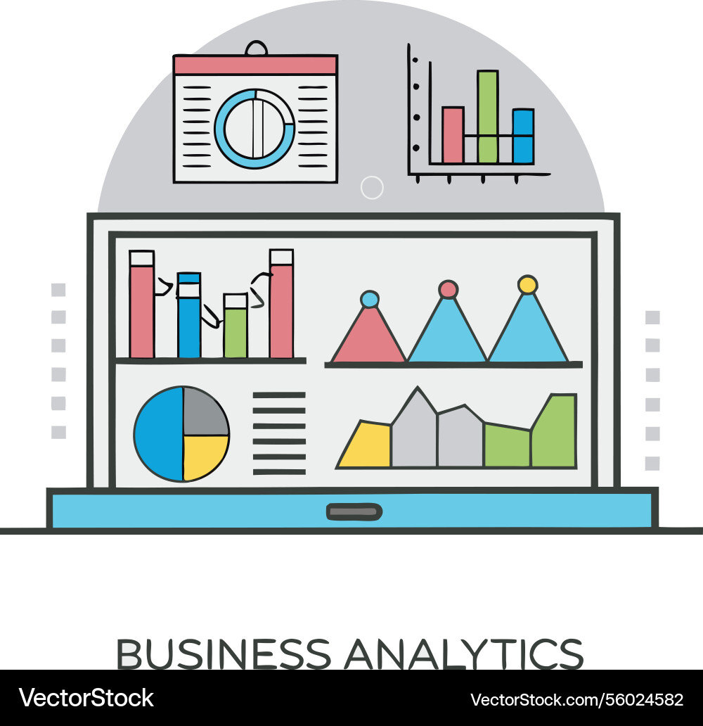 Business analytics dashboard displaying key vector image