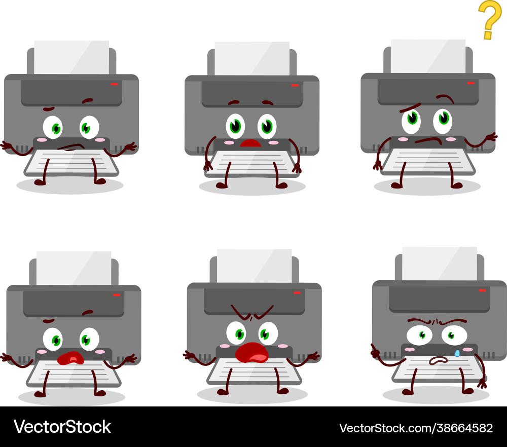 Cartoon character printer with what expression Vector Image