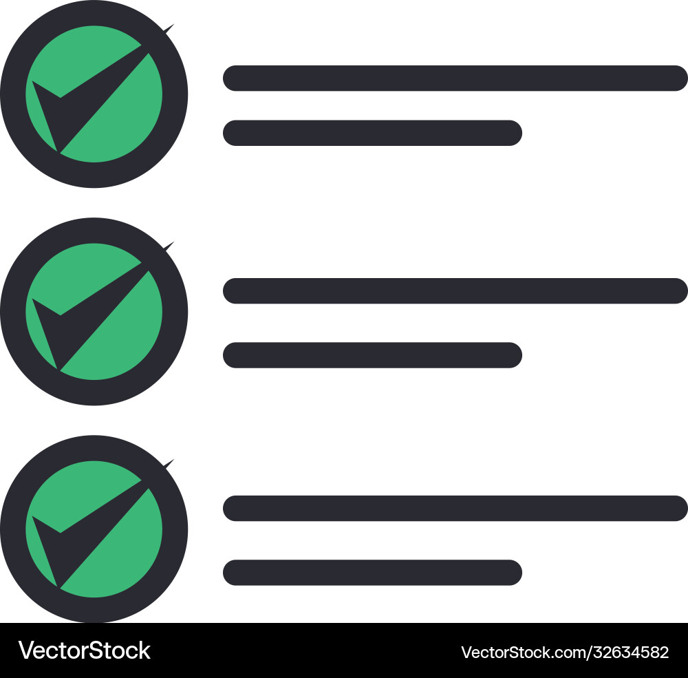 Check marks list line and fill style icon Vector Image