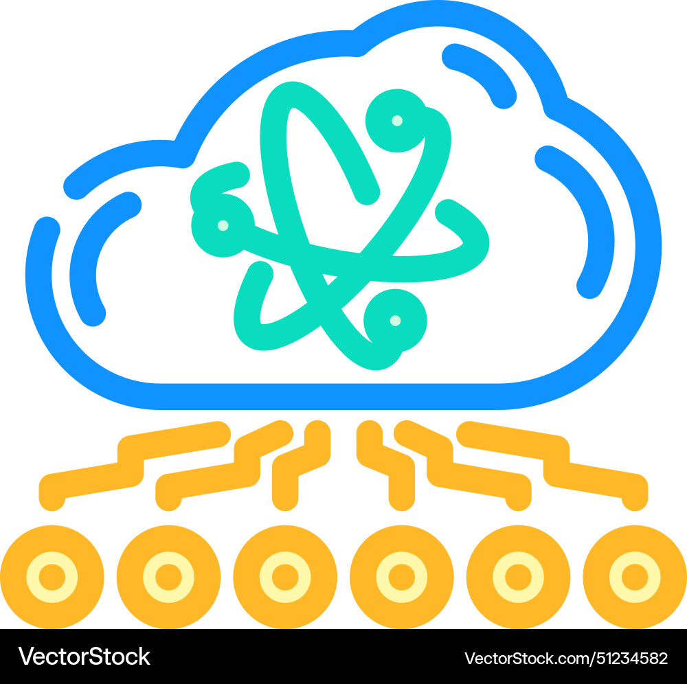 Cloud computin quantum technology color icon Cloud computin quantum technology color icon vector image