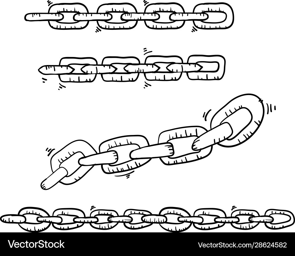 Doodle chain collection handdrawn cartoon style vector image