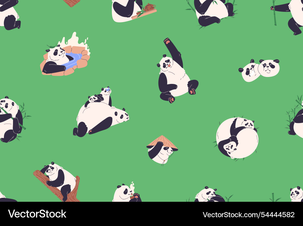 Endless background with amusing pandas repeatable Endless background with amusing pandas repeatable vector image