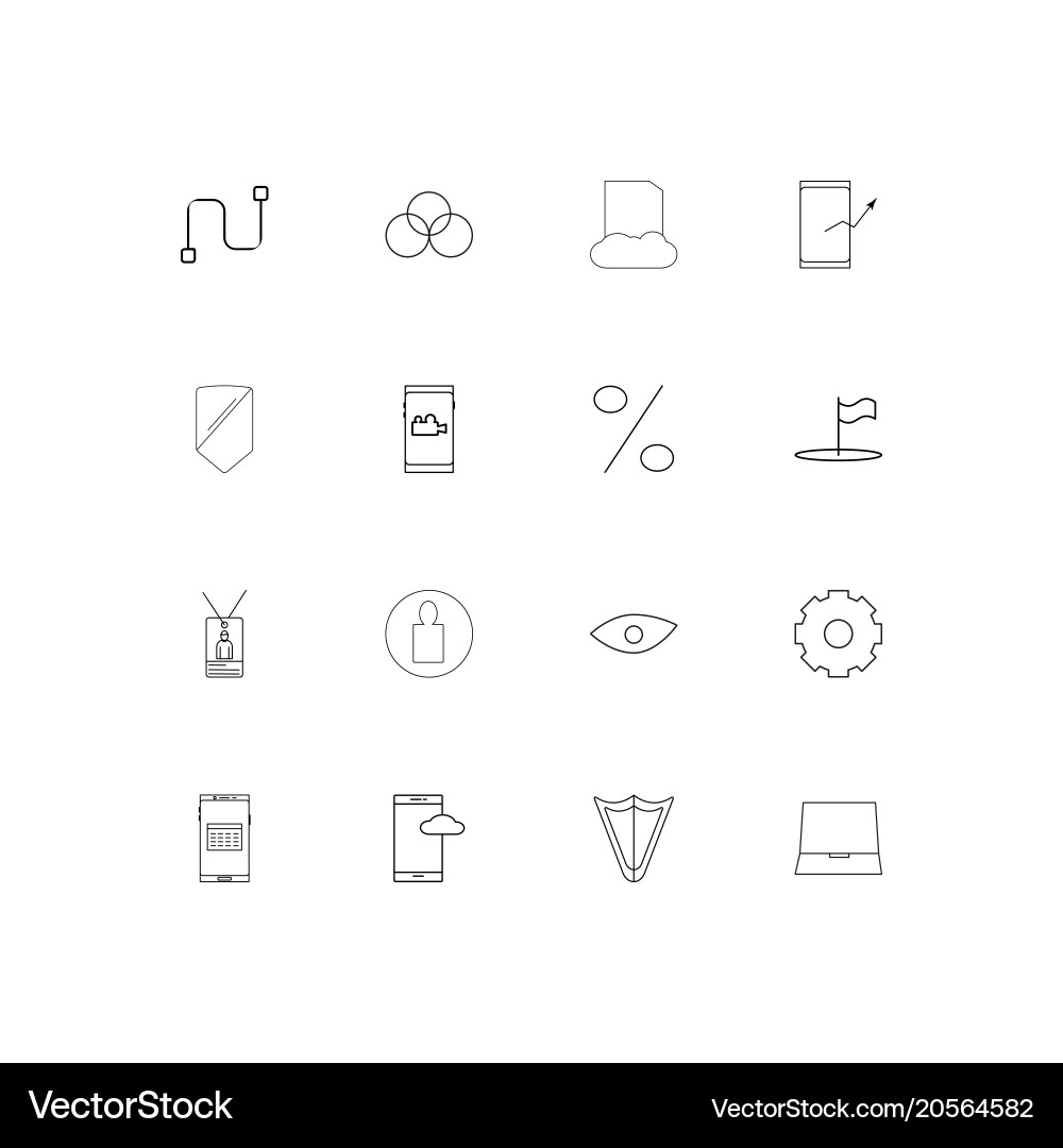 Internet technologies simple linear icons set vector image