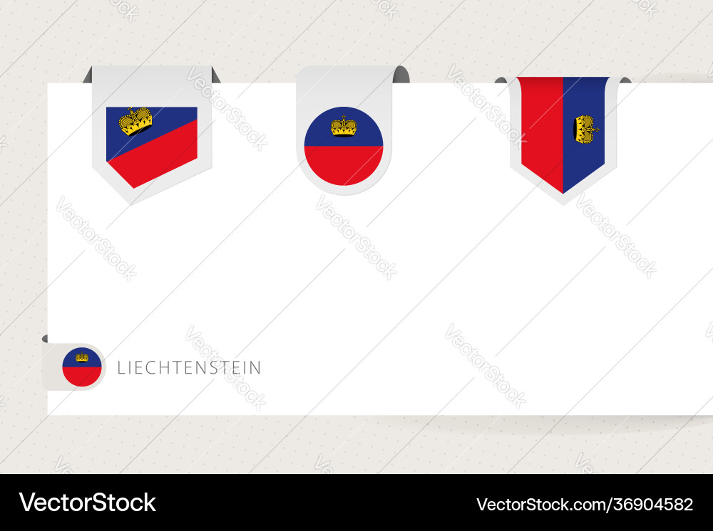 Label flag collection liechtenstein Vector Image
