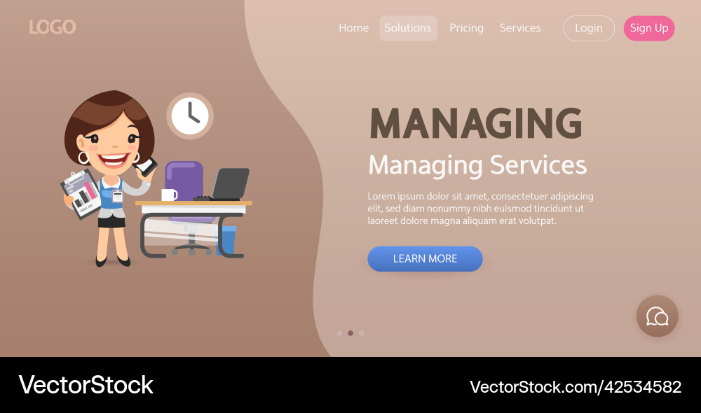Managing website template Managing website template Vector Image