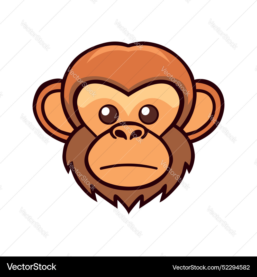 Monkey face logo cartoon style simple Royalty Free Vector