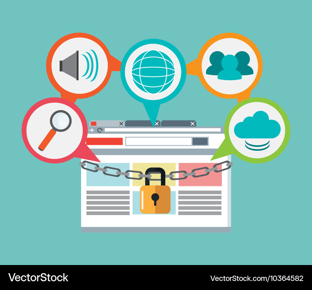 Padlock site cyber security system design vector image