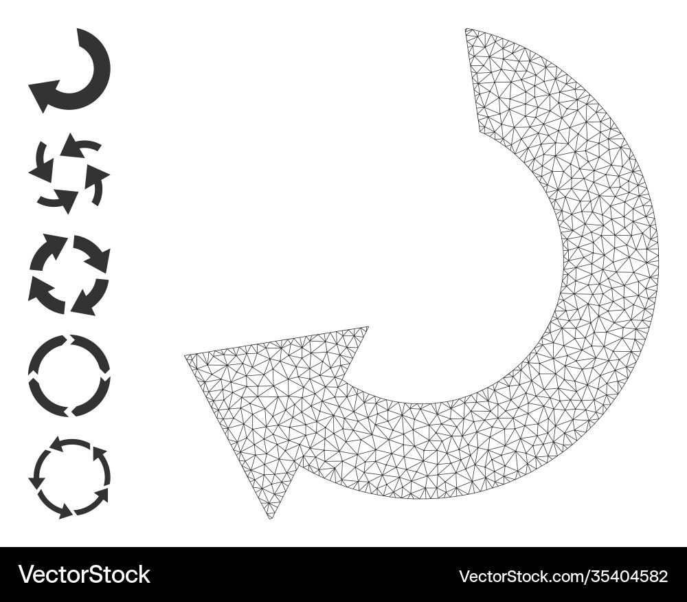 Polygonal net rotate icon with simple pictograms Polygonal net rotate icon with simple pictograms vector image