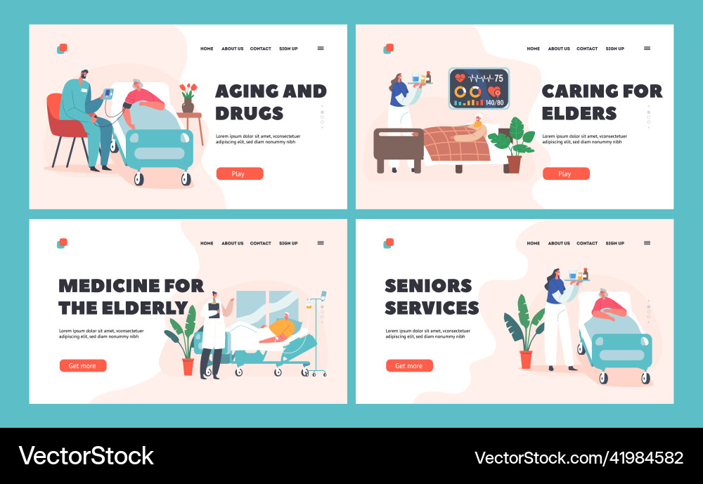 Senior Healthcare Landing Page Vektorbild