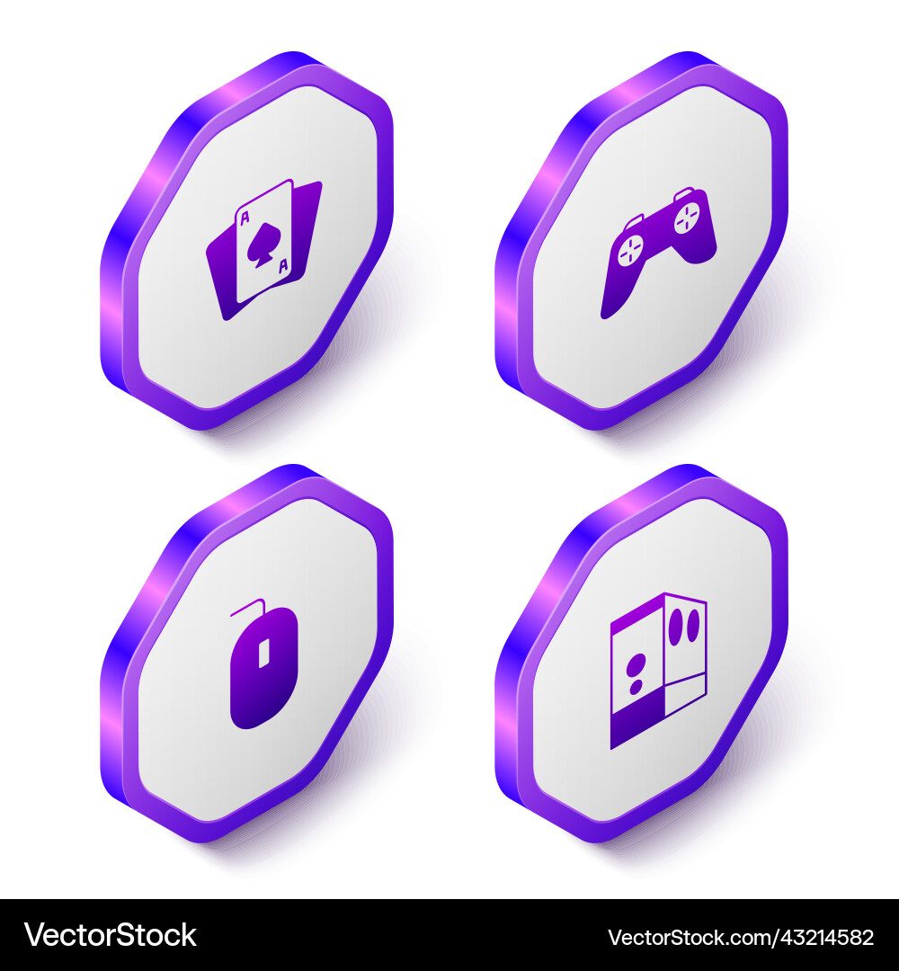 Set isometric playing cards game controller Set isometric playing cards game controller vector image