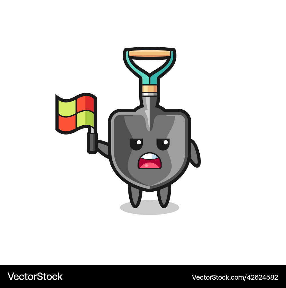 Shovel character as line judge putting the flag up Shovel character as line judge putting the flag up Vector Image