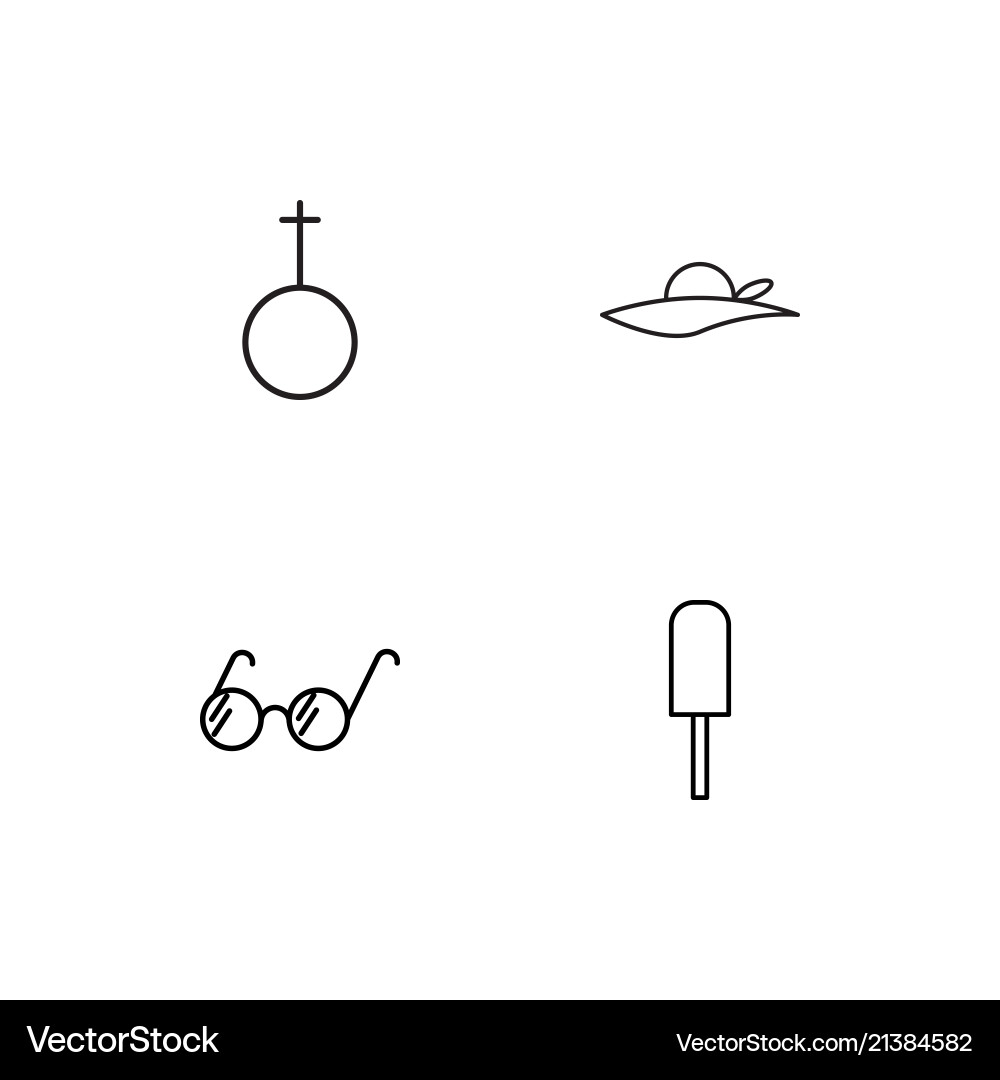 Summer linear icons set simple outline vector image