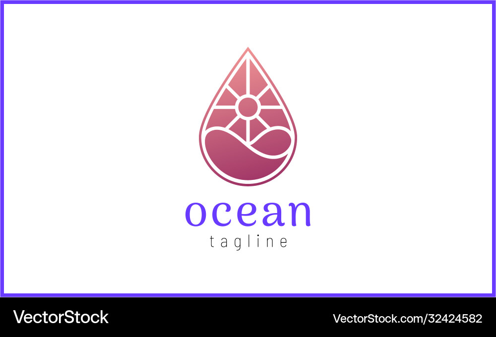 Sun and water waves in a drop object Vector Image