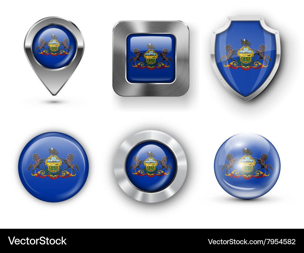 Usa state flag badges Vector Image