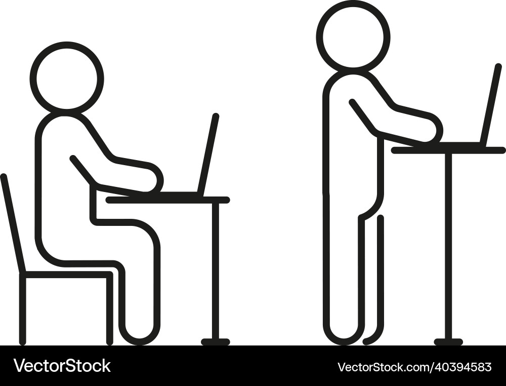 Art der Arbeit am Computer beim Sitzen Art der Arbeit am Computer beim Sitzen vektorbild