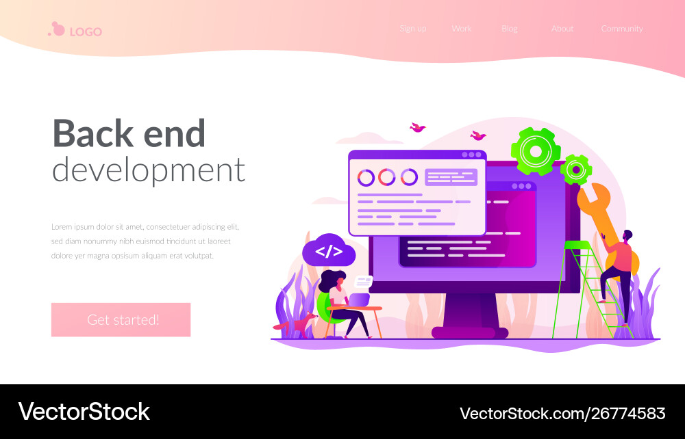 Back end development landing page template Back end development landing page template vector image