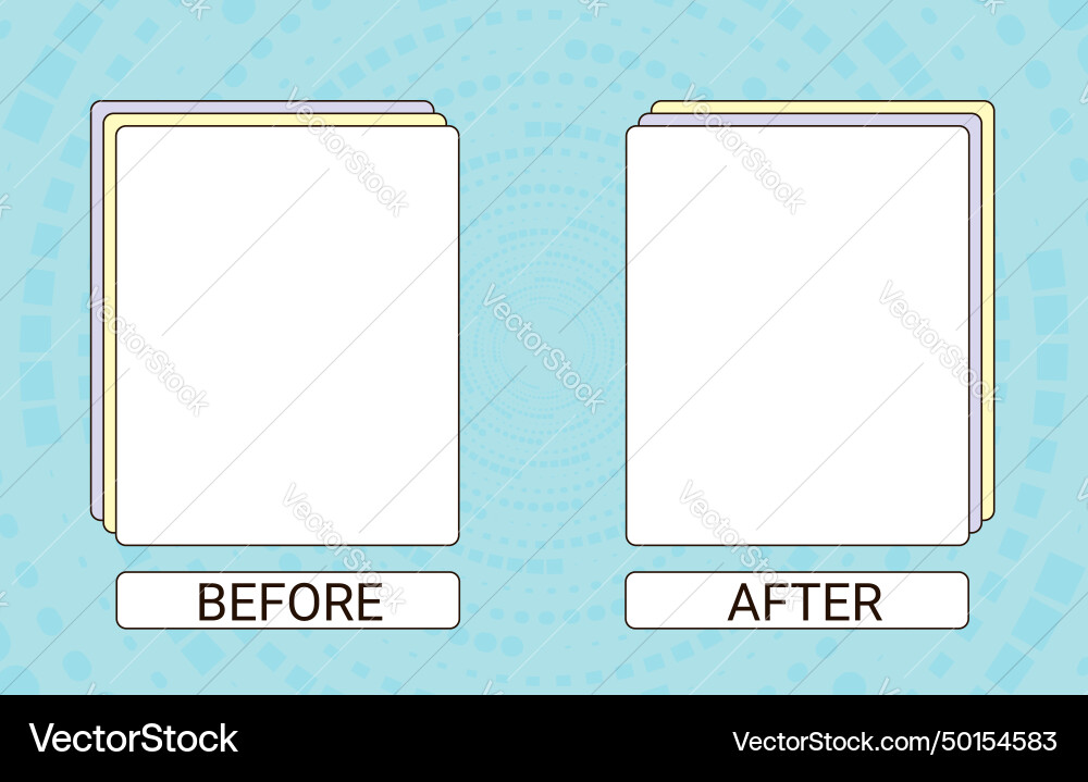 Before and after template comparison background vector image