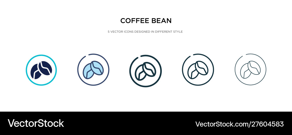 Coffee bean icon in different style two colored Vector Image