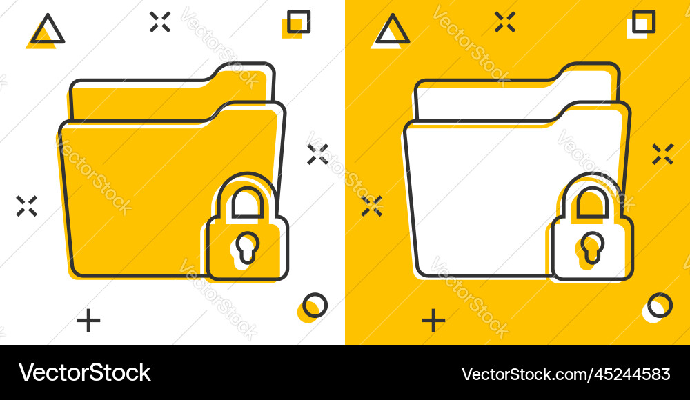Files folder permission icon in comic style Files folder permission icon in comic style vector image