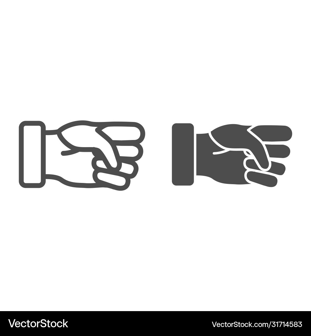 Fist line and solid icon hand gestures concept Vector Image