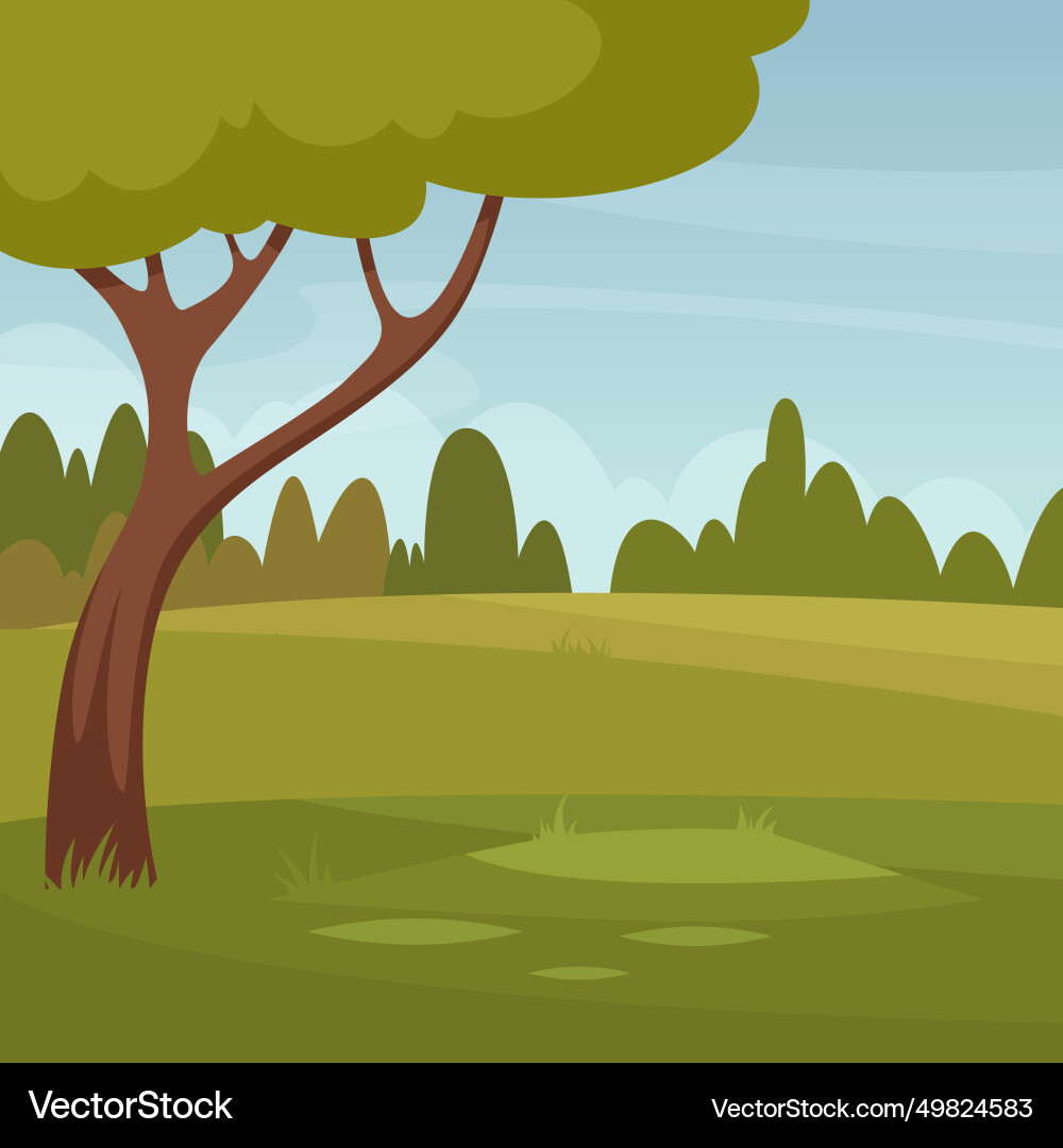 Forest glade green outdoor landscape in woods vector image