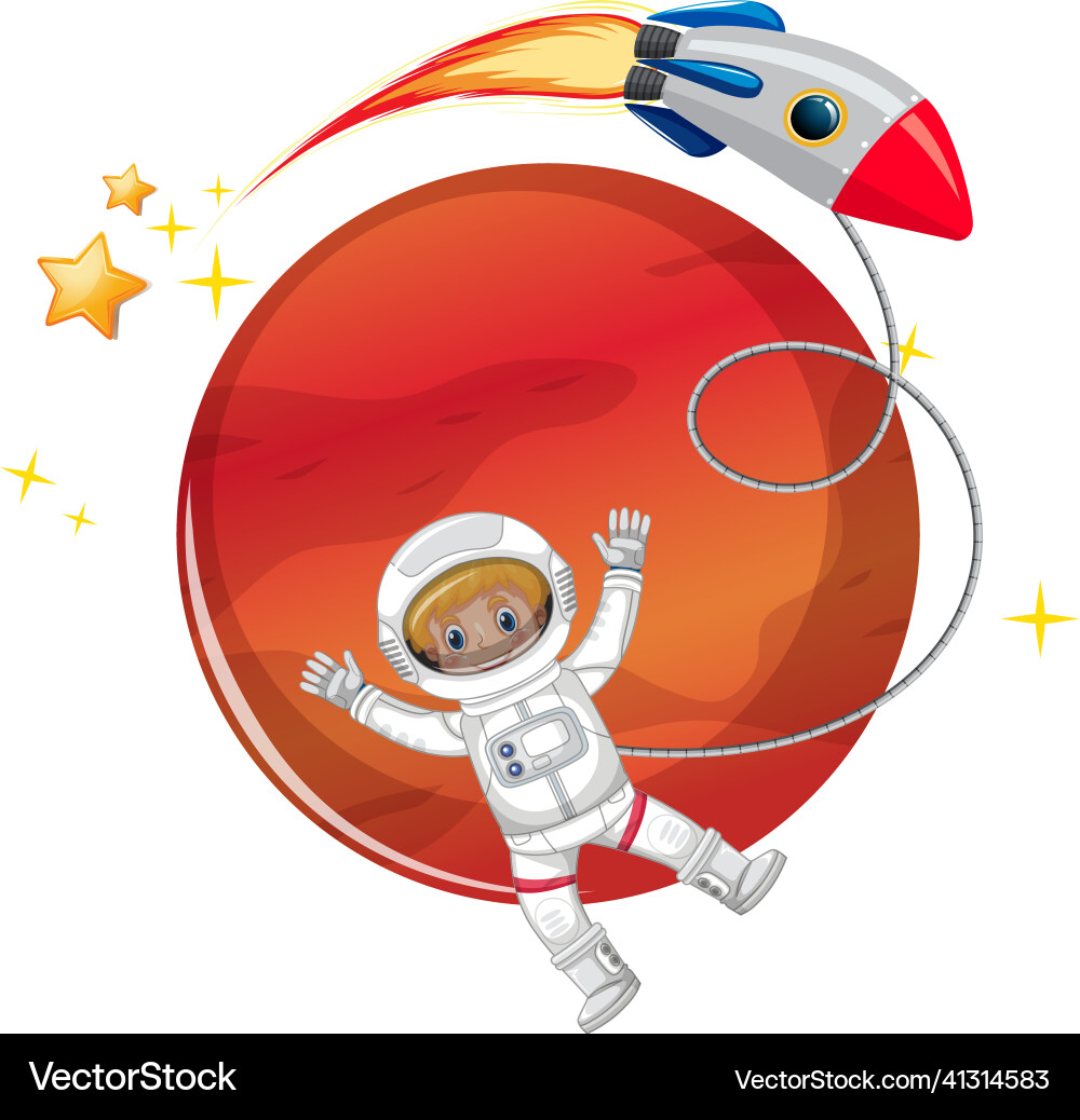 Isolated astronaut with planet and rocket Isolated astronaut with planet and rocket vector image