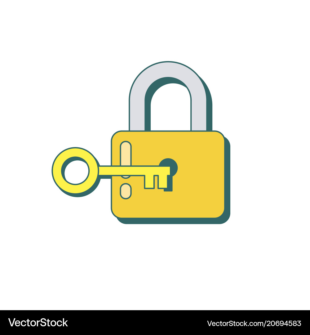 Lock and key icon in flat style vector image