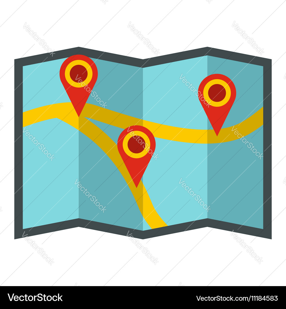 Map with pointer icon flat style vector image