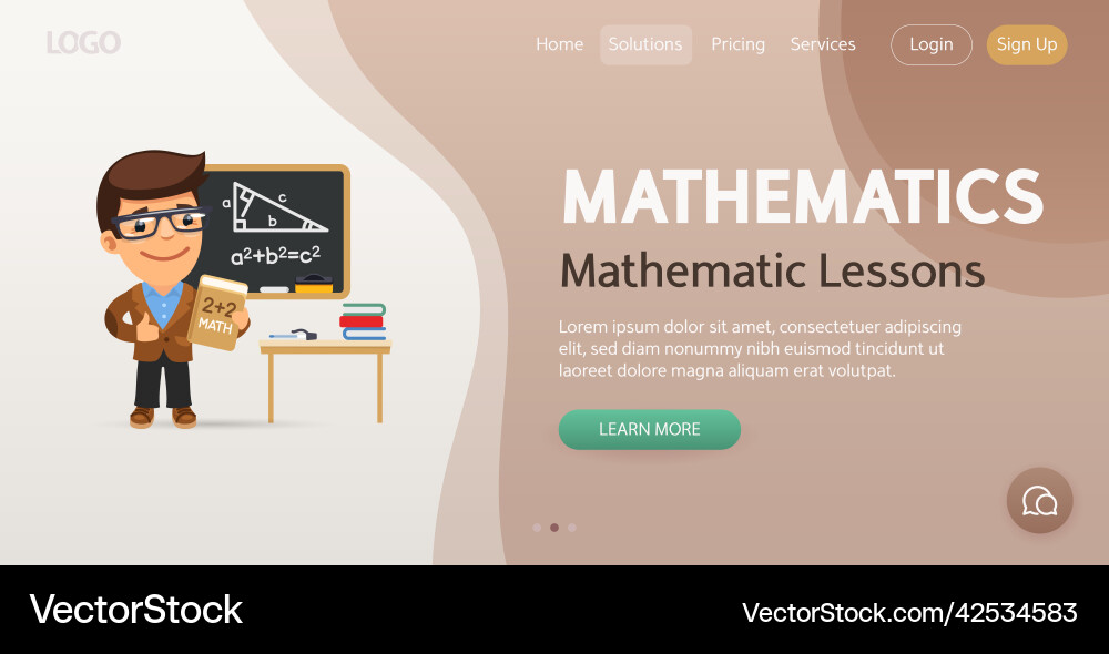 Mathematics website template vector image