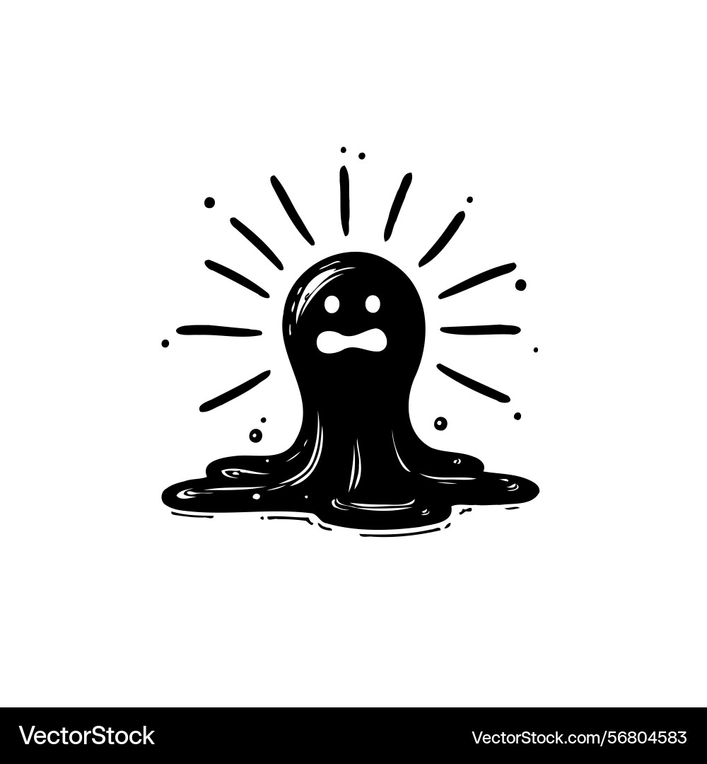 Monochrome depiction of a worried blob character vector image