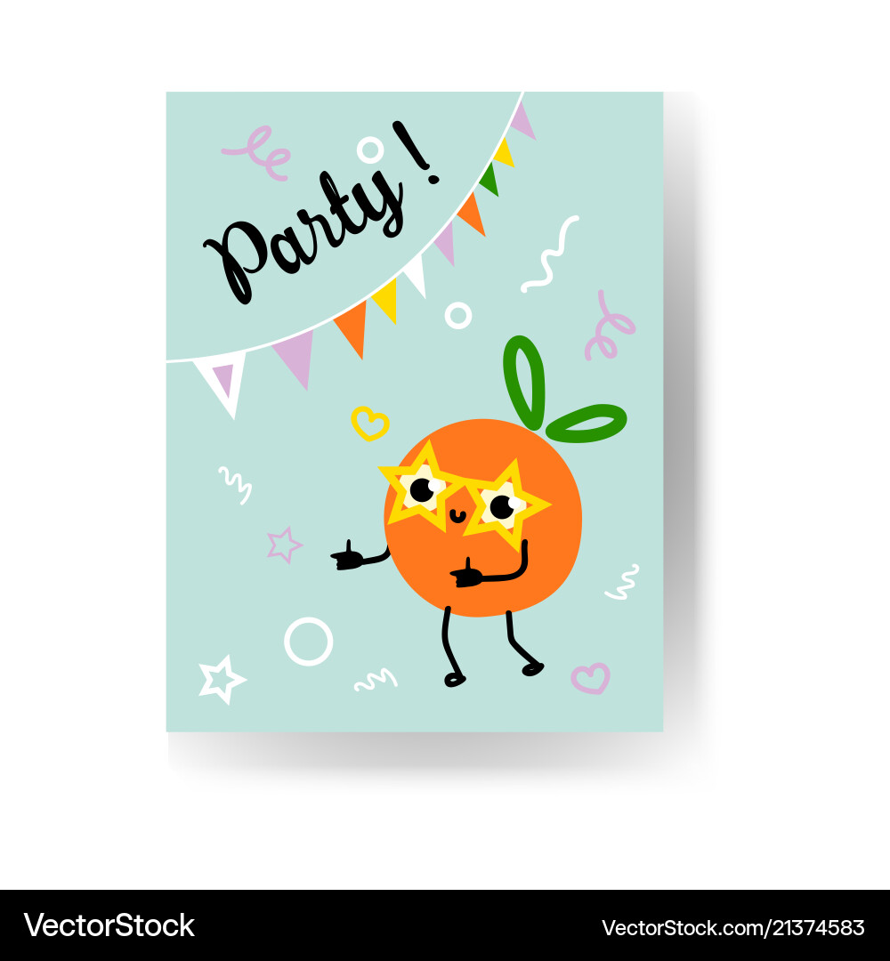 Obst Urlaub Party Plakat mit reifem Orange Obst Urlaub Party Plakat mit reifem Orange vektorbild