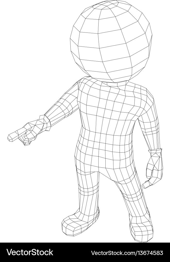 Puppet 3d man pointing at camera vector image