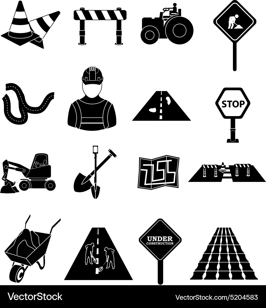 Road construction icons set Royalty Free Vector Image