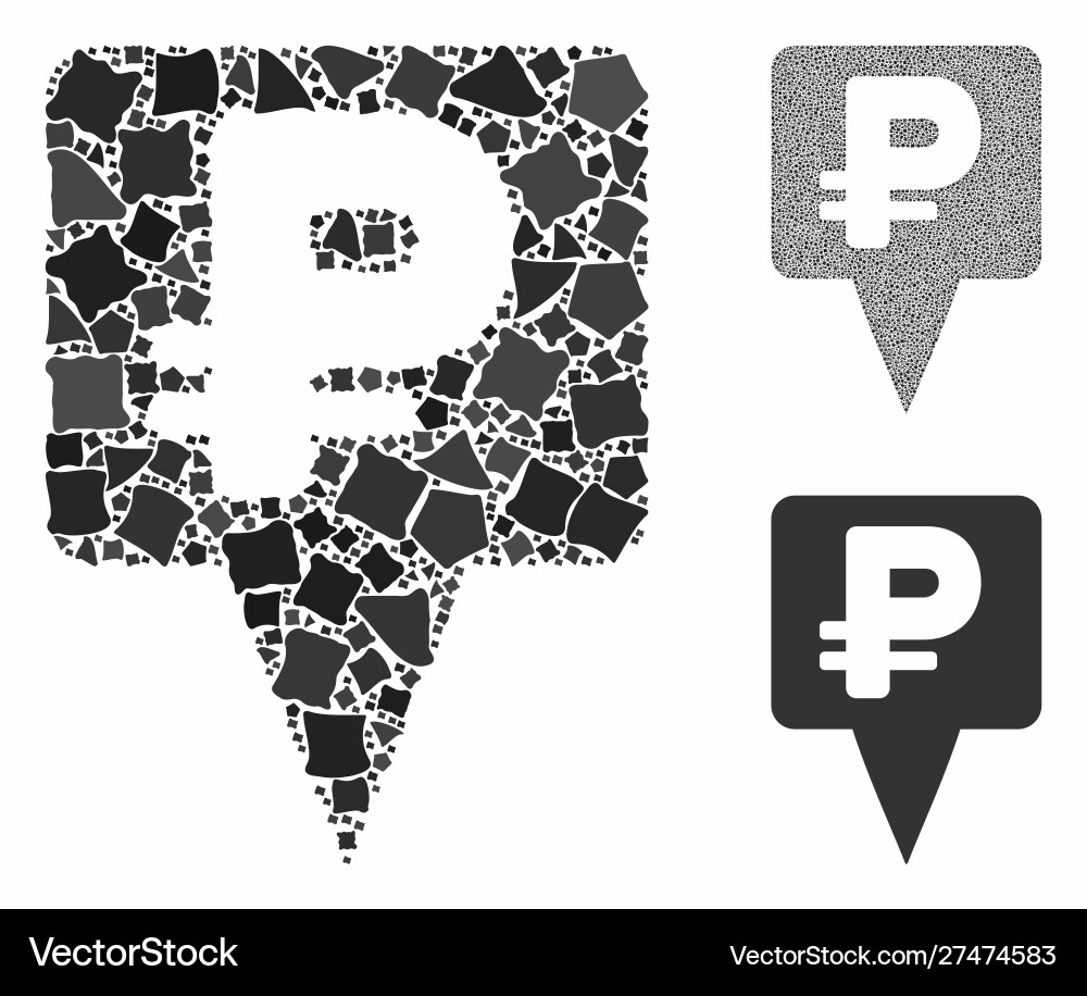 Rouble map pointer composition icon raggy items Rouble map pointer composition icon raggy items vector image