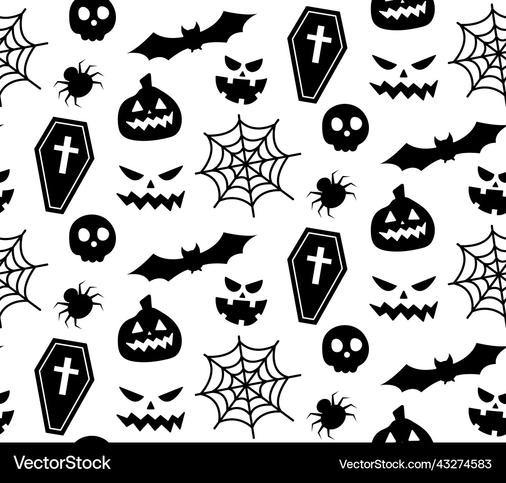 Seamless repeating pattern with halloween symbols Vector Image