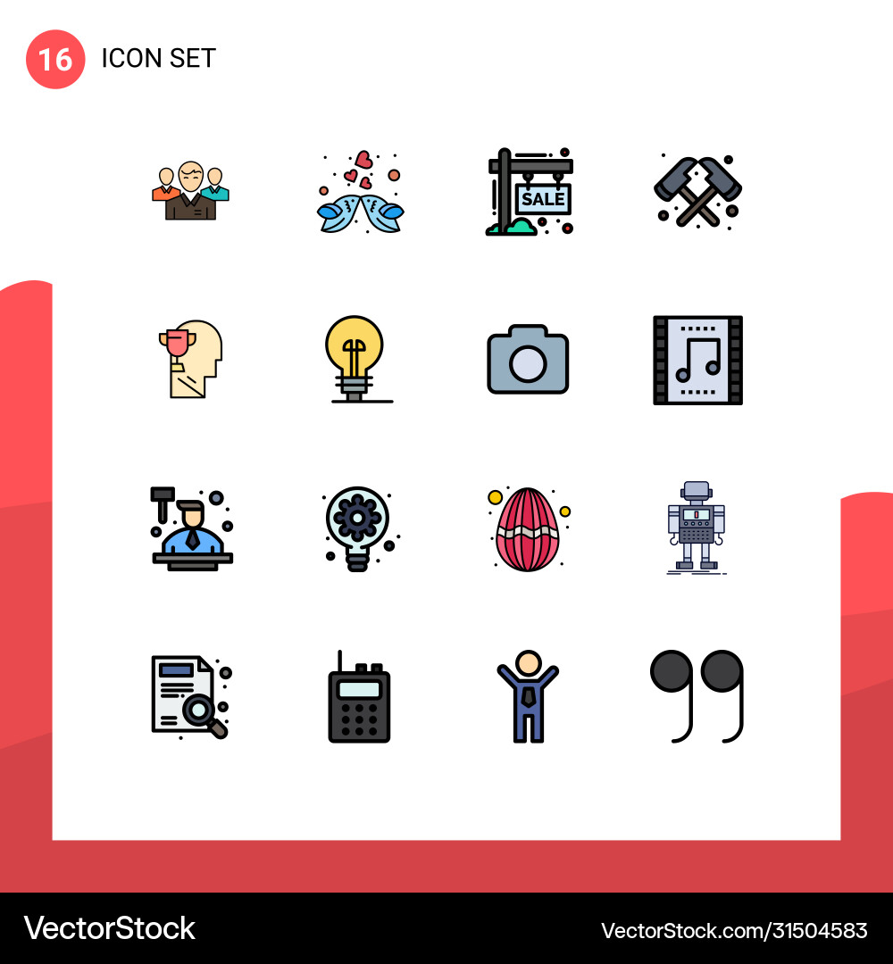 Set 16 flat color filled lines on grid for axe Vector Image
