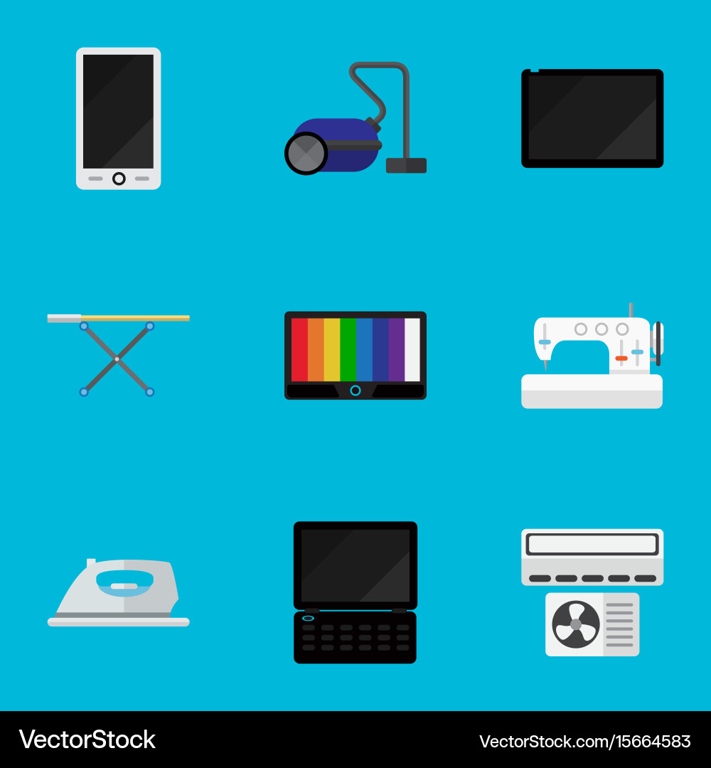 Set of 9 editable tech icons includes symbols vector image