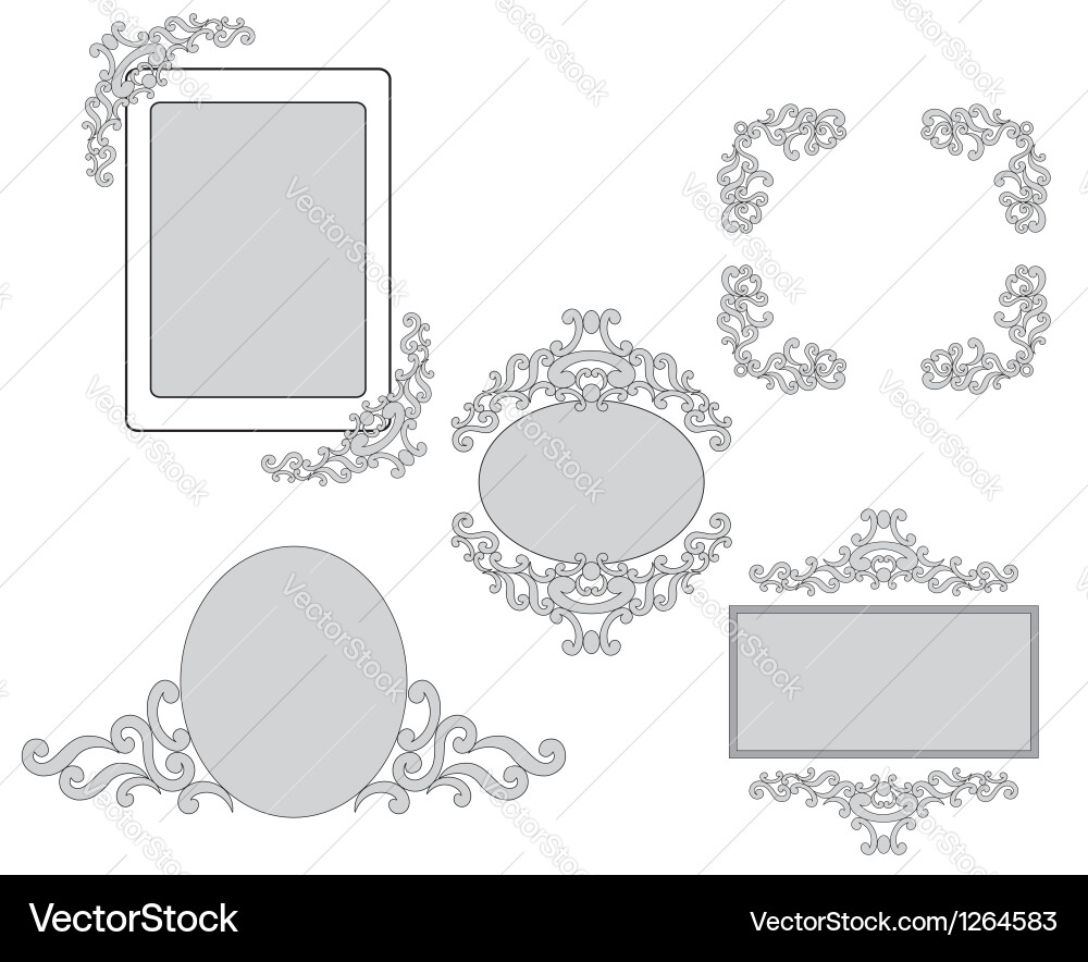 Set - tracery and frames for design vector image