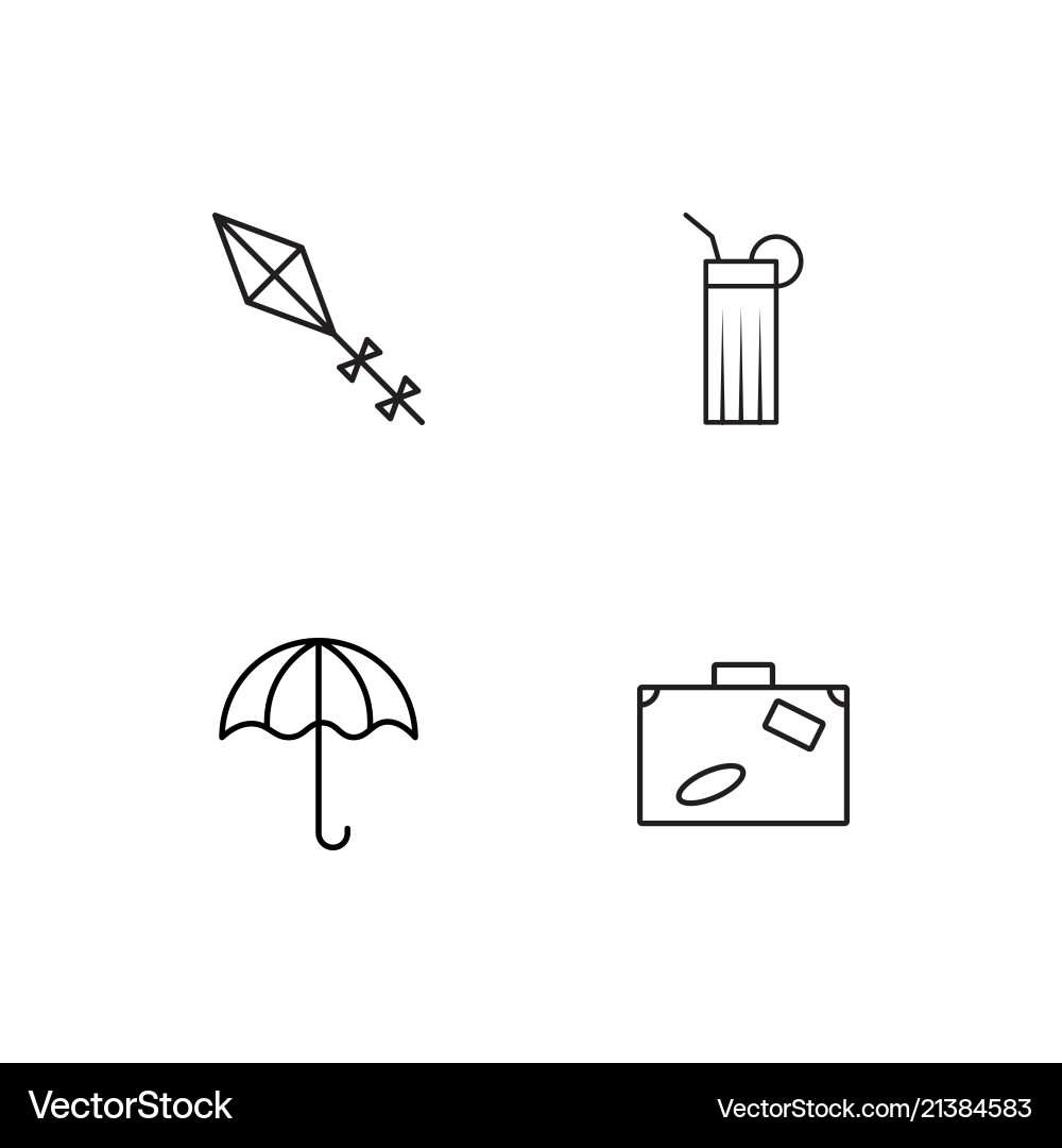 Summer linear icons set simple outline vector image