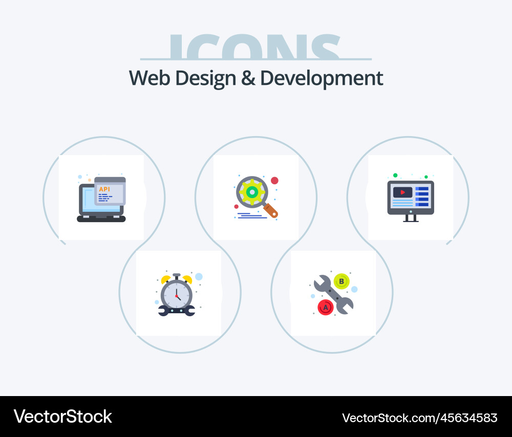 Web design and development flat icon pack 5 vector image