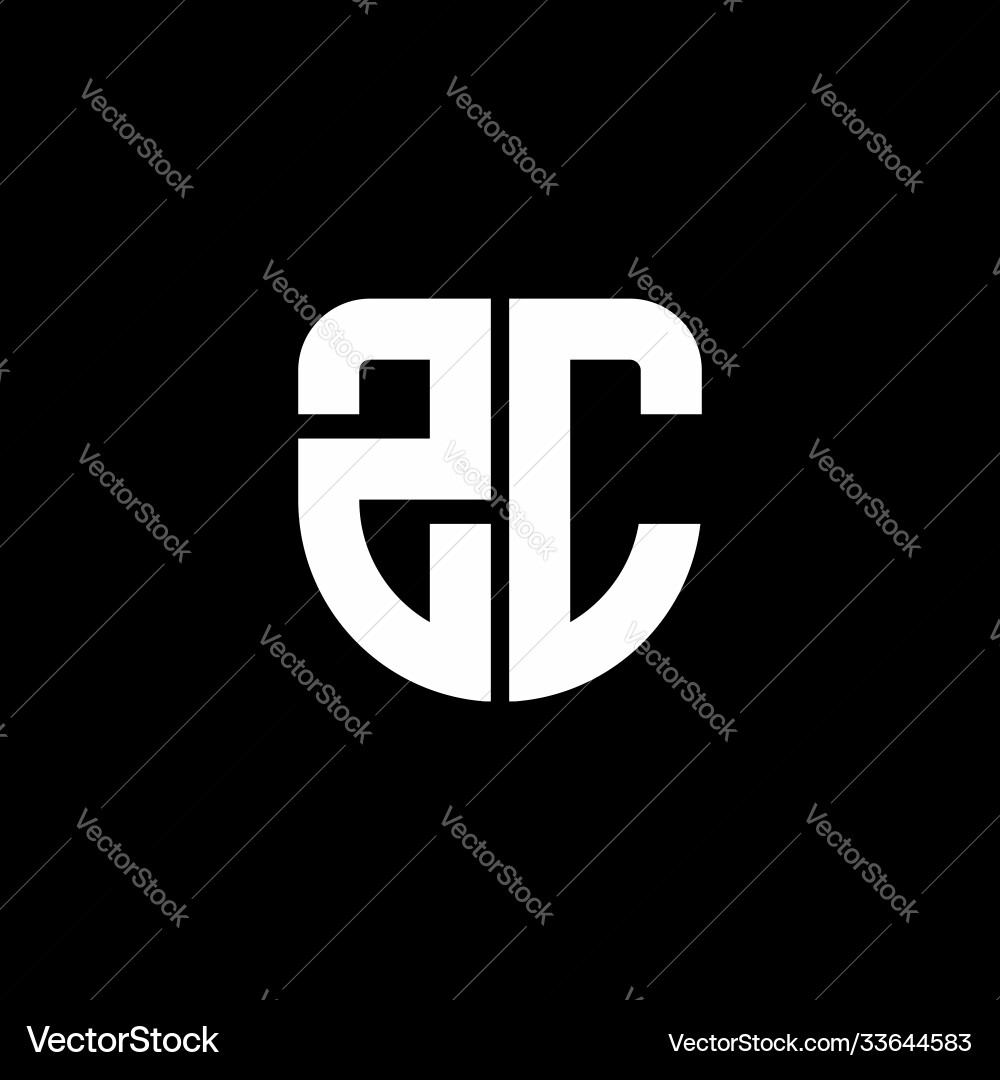 Zc logo monogram with circular shape shield Zc logo monogram with circular shape shield Vector Image
